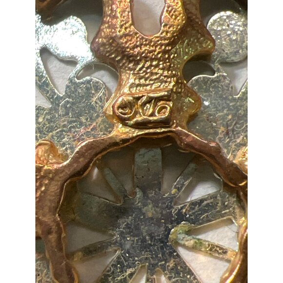 Vtg Mid-Century Filigree Snowflake Brooch Pin Silver-Tone and Brassy-Gold Marked - Picture 3 of 10
